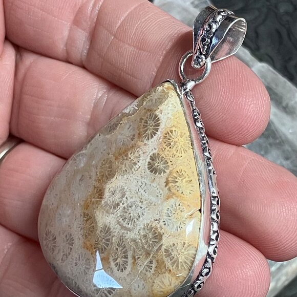 Agatized Fossil Coral Gemstone Stone Jewelry Crystal Pendant - Picture 4 of 6